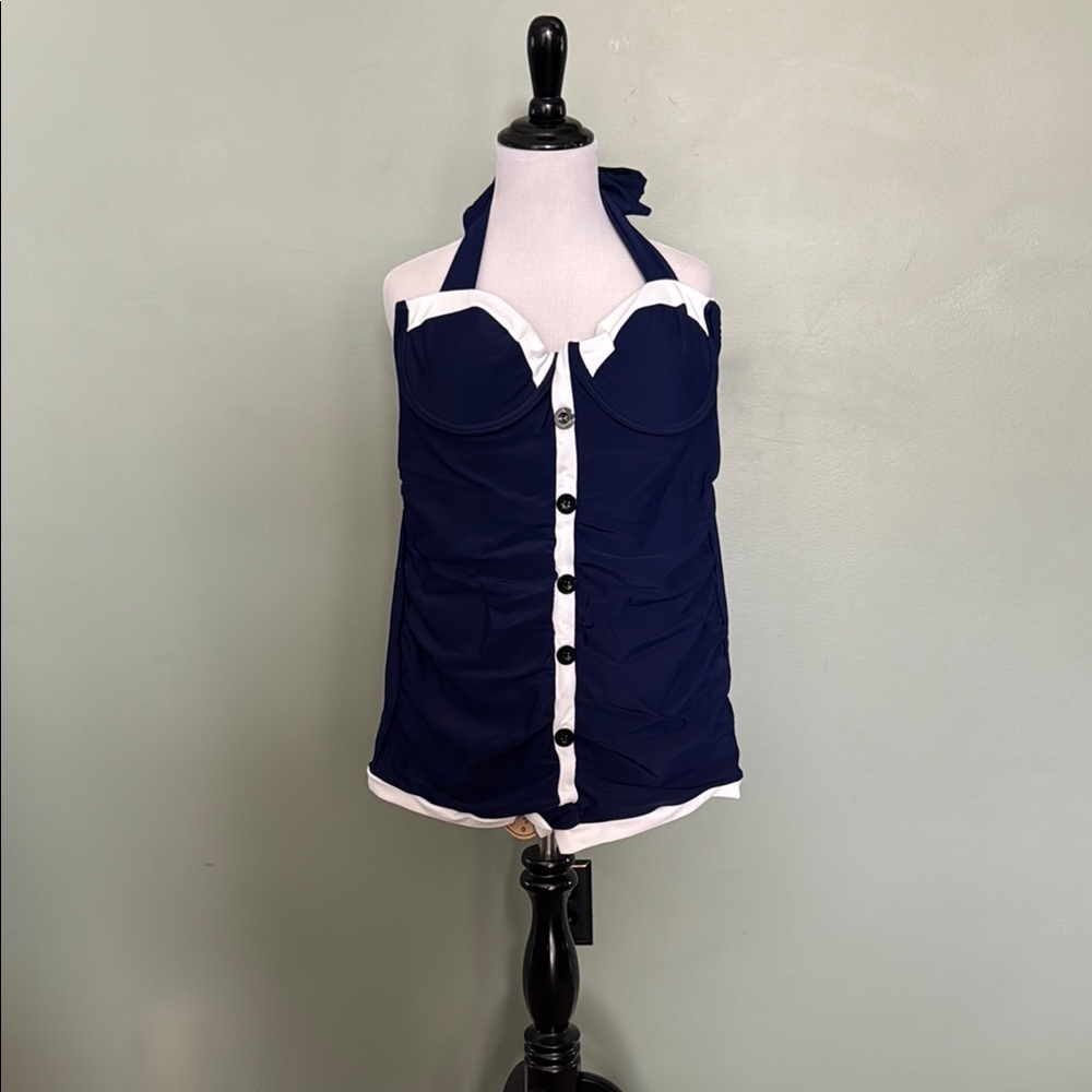 Blue and White Nautical One-Piece Swimsuit